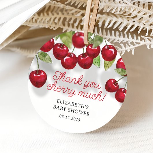 Cherry op top Baby shower Dank je wel Bedankjes Labels