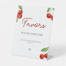 Cherry op top Baby shower Favors Reclamebord Met Voetstuk