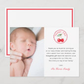 Cherry op top Baby shower foto Dank u kaart (Voorkant / Achterkant)