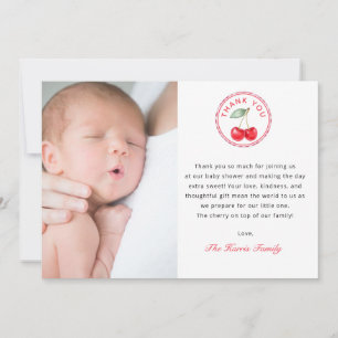Cherry op top Baby shower foto Dank u kaart