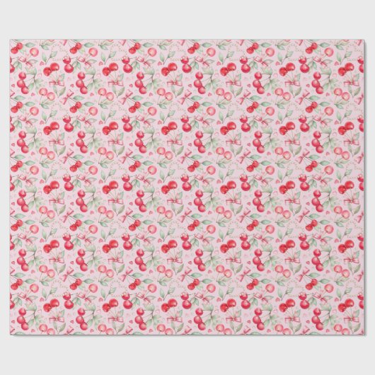 Cherry op Top Baby shower Gift Wrap met Roze Bogen Cadeaupapier (Vlak)