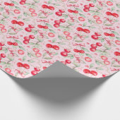 Cherry op Top Baby shower Gift Wrap met Roze Bogen Cadeaupapier (Hoek)