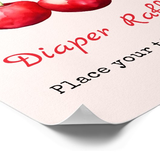 Cherry op top Baby shower Girl Luier Raffle Poster (Hoek)