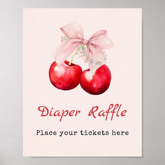 Cherry op top Baby shower Girl Luier Raffle Poster (Voorkant)