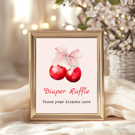Cherry op top Baby shower Girl Luier Raffle Poster