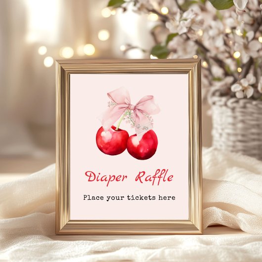 Cherry op top Baby shower Girl Luier Raffle Poster