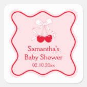 Cherry op top Baby shower gunst Vierkante Sticker (Voorkant)