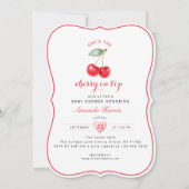 Cherry op Top Baby shower Invitation Girl Kaart (Voorkant)