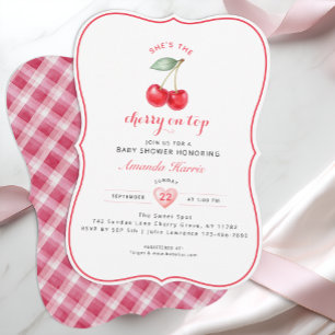 Cherry op Top Baby shower Invitation Girl Kaart