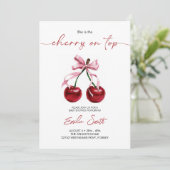 Cherry op Top Baby shower Invitation Kaart (Staand voorkant)