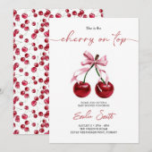 Cherry op Top Baby shower Invitation Kaart (Voorkant / Achterkant)