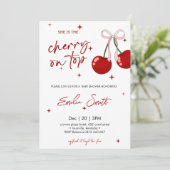 Cherry op Top Baby shower Invitation Kaart (Staand voorkant)