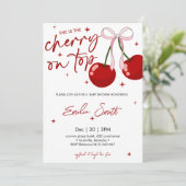 Cherry op Top Baby shower Invitation Kaart (Staand voorkant)