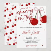 Cherry op Top Baby shower Invitation Kaart (Voorkant / Achterkant)