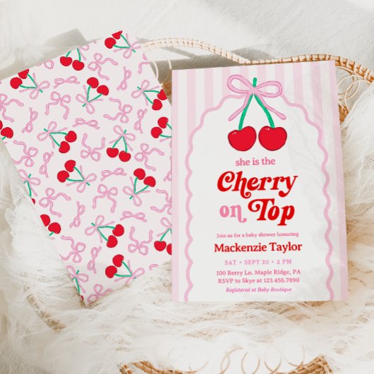 Cherry op Top Baby shower Invitation Kaart