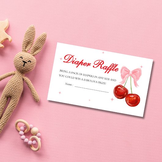 Cherry op Top Baby shower Luier Raffle Informatiekaartje