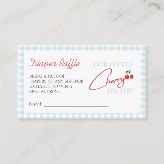 Cherry op Top Baby shower Luier Raffle Informatiekaartje (Voorkant)