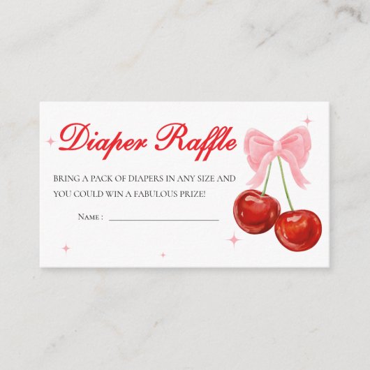 Cherry op Top Baby shower Luier Raffle Informatiekaartje (Voorkant)