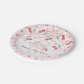 Cherry op Top Baby shower Papieren Bordje (Gekanteld)