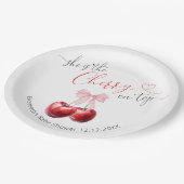 Cherry op Top Baby shower Papieren Bordje (Gekanteld)