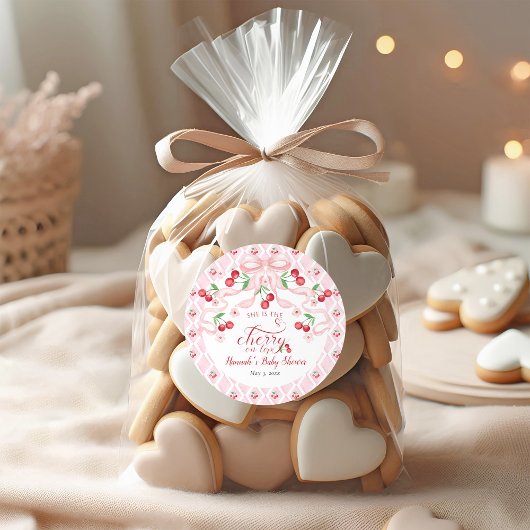 Cherry op Top Baby shower Ronde Sticker