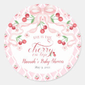 Cherry op Top Baby shower Ronde Sticker (Voorkant)