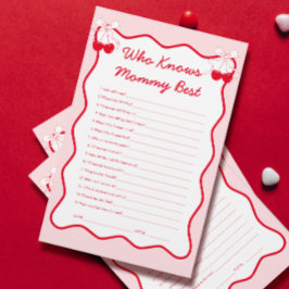 Cherry op top Baby shower spel Wie kent mama