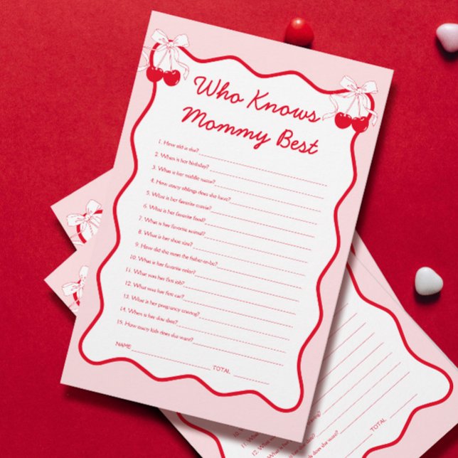 Cherry op top Baby shower spel Wie kent mama (Creator heeft geüpload)