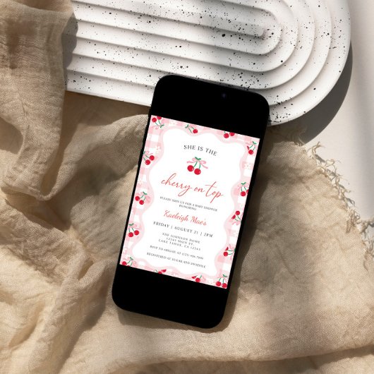 Cherry op Top Baby Shower Uitnodigingen