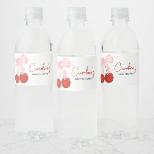 Cherry op Top Baby shower Waterfles Etiket (Flessen)