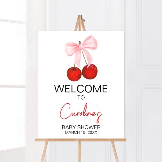 Cherry op Top Baby shower Welkom Poster