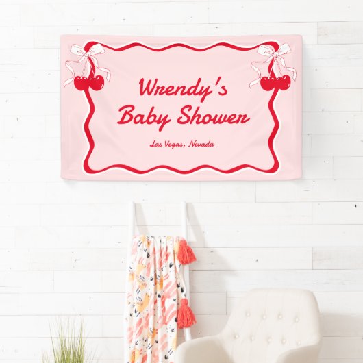 Cherry op Top Baby shower Welkom Spandoek (Insitu)