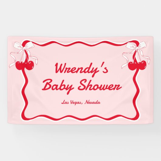 Cherry op Top Baby shower Welkom Spandoek (Horizontaal)