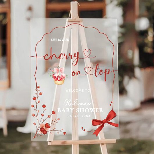 Cherry op Top Baby shower Welkomstbord Acryl Bord
