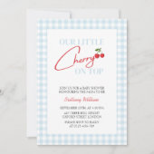 Cherry op Top Blue Boy Baby shower Kaart (Voorkant)