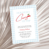 Cherry op Top Blue Boy Baby shower Kaart