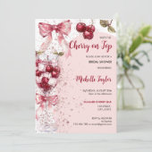 Cherry op Top Bow Boho Arch Zomer Vrijgezellenfees Kaart (Staand voorkant)