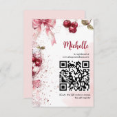 Cherry op Top Bow Cocktail Zomer Vrijgezellenfeest Informatiekaartje (Voorkant / Achterkant)