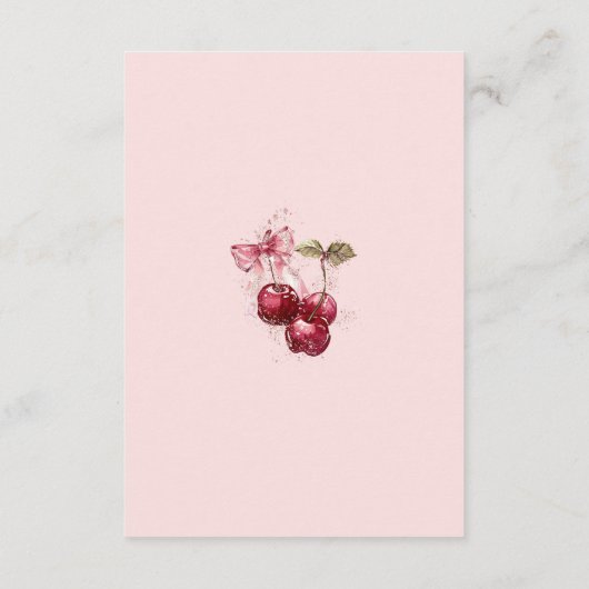 Cherry op Top Bow Cocktail Zomer Vrijgezellenfeest Informatiekaartje (Achterkant)