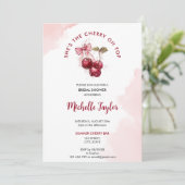 Cherry op Top Bow Cocktail Zomer Vrijgezellenfeest Kaart (Staand voorkant)