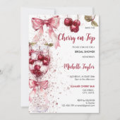 Cherry op Top Bow Cocktail Zomer Vrijgezellenfeest Kaart (Voorkant)