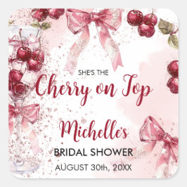 Cherry op Top Bow Cocktail Zomer Vrijgezellenfeest Vierkante Sticker