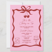 Cherry op Top Bow Roze en rood Baby shower Kaart