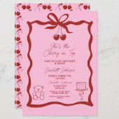 Cherry op Top Bow Roze en rood Baby shower Kaart