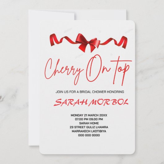 Cherry op Top Bruids Douche Uitnodiging P Ze is de (Voorkant)