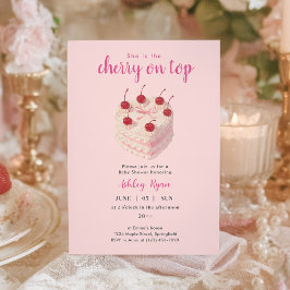 Cherry op Top Cake Baby shower uitnodiging