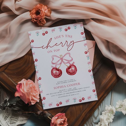 Cherry op top Coquette Baby Girl Douche Kaart