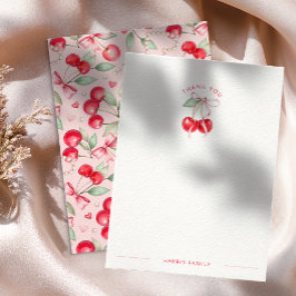 Cherry op Top Coquette Baby shower Bedankt Card