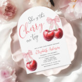 Cherry op Top Coquette Baby shower Kaart