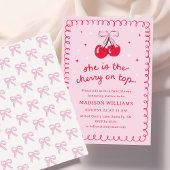 Cherry op Top Coquette Baby shower Kaart
